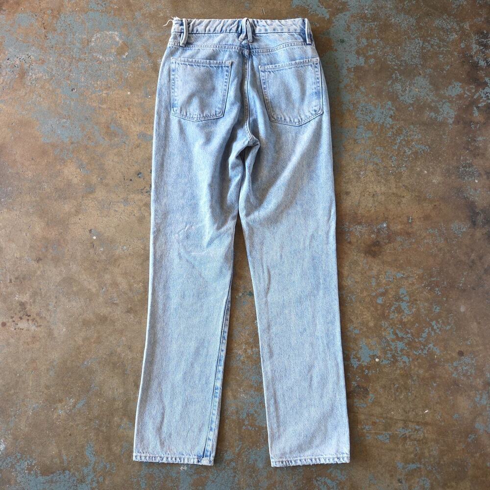 Good American Good Boy Jeans Size 2 26 Light Wash Denim Straight Leg GBL1859T - Picture 6 of 6